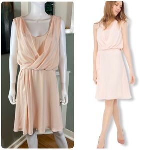 White House Black Market Draped Peach Pink Mini Dress Medium M Wrap